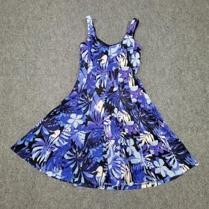 CB Established 1962 Dress‎ Womens 4 Blue/Purple Floral Fit Flare Sleeveless Tank